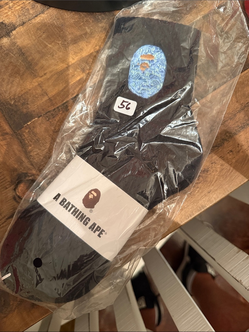 BAPE Black Socks with Blue Ape Head Logo